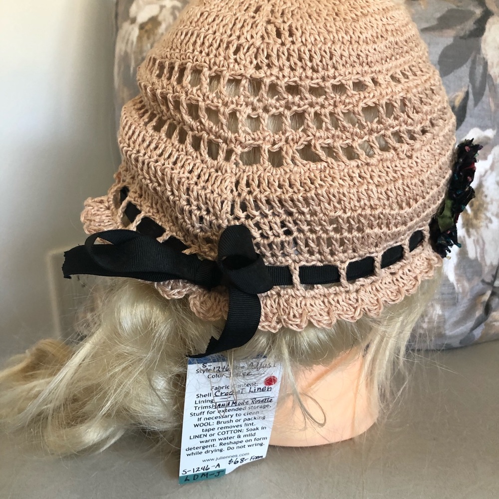 Unique handmade Boho hat FIRM 🌟ONE OF A KIND Crochet linen Boho hat - Picture 7 of 8
